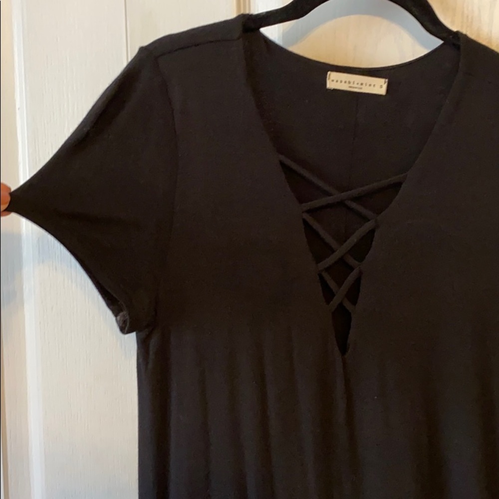 Black dress with crossed front